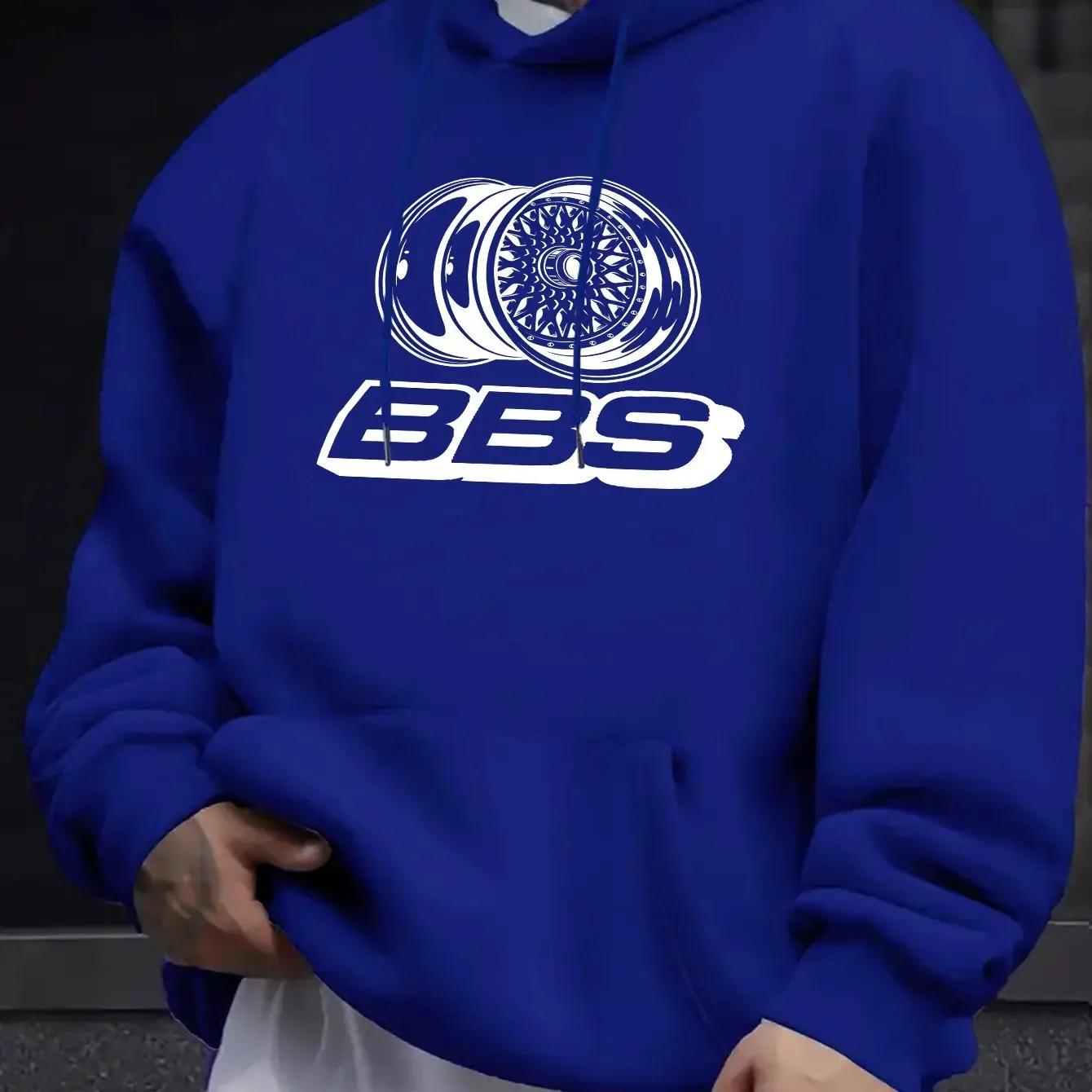 

Men s Casual Hooded Sweatshirt Printed with BBS Wheel Logo Autumn and Winter Fashion Pullover Sweater Hoodie M