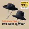 Quick Dry Wide Brim Bucket Hat for Men Women Cap Breathable Adjustable Chin Strap Outdoor Hiking Fishing Sun Hat