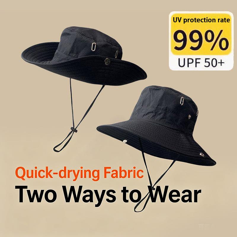 Quick Dry Wide Brim Bucket Hat for Men Women Cap Breathable Adjustable Chin Strap Outdoor Hiking Fishing Sun Hat