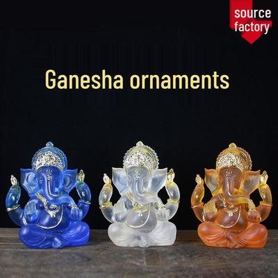 Harz Ganesha Wasserglasierte Statue: Dekoration des elefantköpfigen indischen Gottes