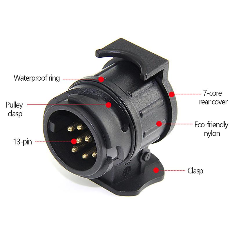 13 To 7 Pin Plug Adapter Trailer Connector 12V Towbar Towing Waterproof Plugs Socket Adapter Protect Connector