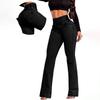 Women High Waisted Flare Jeans Vintage Wash Denim Bell Bottom Trousers