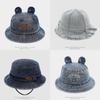 Cartoon Bear Denim Childrens Fisherman Cap With Windproof Design Perfect For Summer Outings