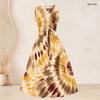 Women Plus Size Printed Two Piece Set 3 4 Sleeve Draped Cardigan Sleeveless Tie Waist Flared Dress