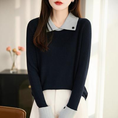 Collarless Long-sleeved Business-style Sweater with Soft and Comfortable Texture, Suitable for All Seasons and Versatile for Various Occasions.