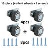 12Pcs (Includes 4 Silent Wheels + 8 Screws) Furniture Drawer Casters, Durable, Silent, And Smooth 1.25inch Side-Mounted Silent Wheels, Metal Surface