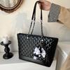 Jesień/Zima Wzór Diamentowy Damska Torba Tote Crossbody o Dużej Pojemności - Modna Retro Jednolity Kolor