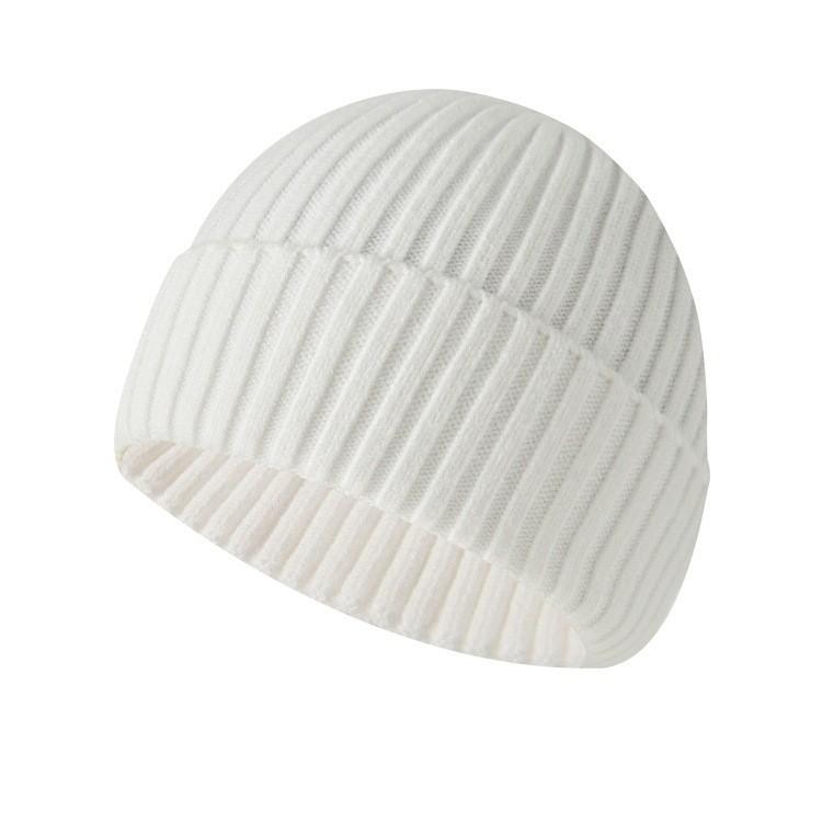 

Solid Color Knitted Cotton Beanie Cap For Fall And Winter Cold Weather Outdoor Activities White