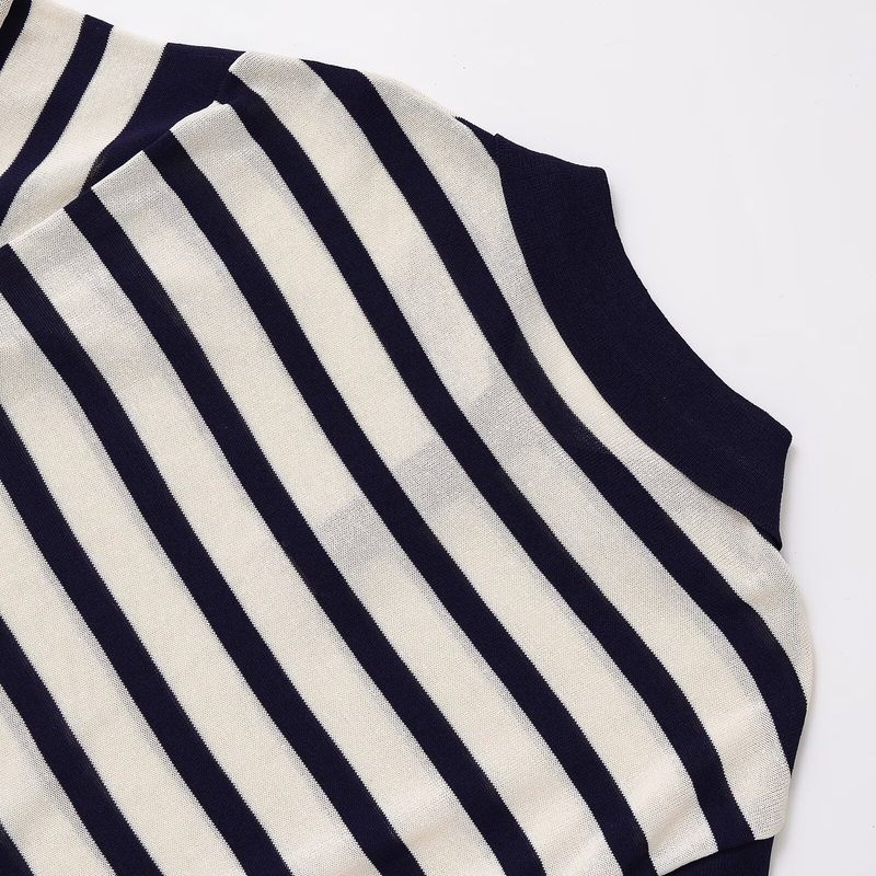 Kaslead New Women Clothes Western Style Versitile Fashion Stripe Simple Knitted Short Sleeve 5536048
