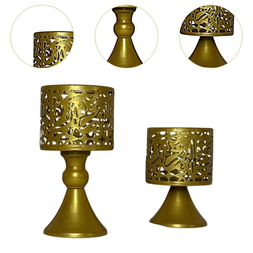 2Pcs/set Pedestal Base Iron Hollow Candle Cup Retro Design Round Candle Stands Atmosphere Decor