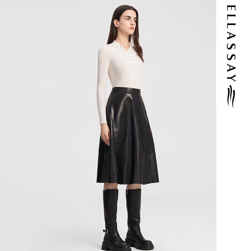 ELLASSAY Women's Merino Wool Collar Trim Knit Cardigan