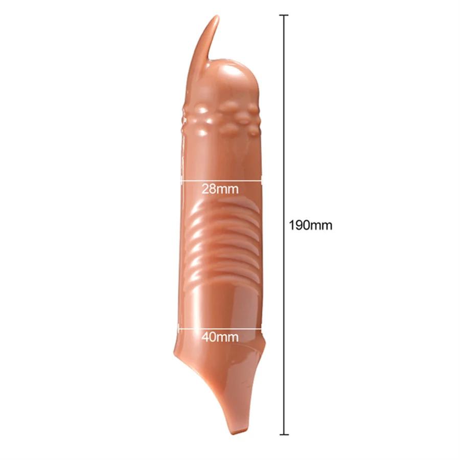 Reusable Penis Sleeves High Elastic Condoms Cock Soft Extender Enlargement Delay Ejaculation Sex Toys for Men Couple