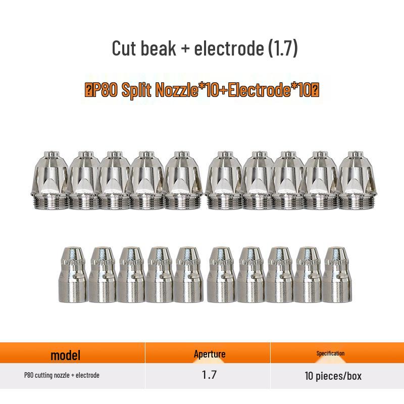 Jasic P80 Plasmaschneider Düse Elektrode mit LGK100/120 Brennerhaube und Zubehör