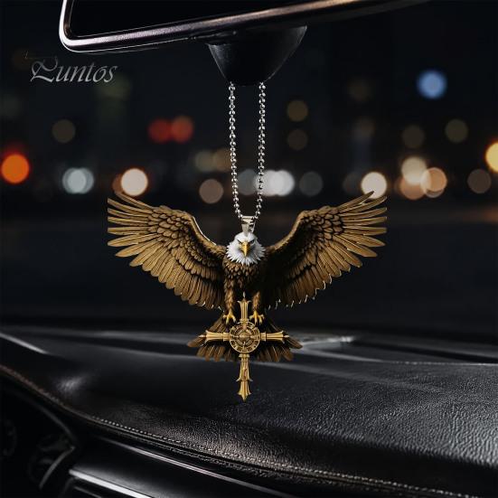 Durable Acrylic Car Interior Pendant Eagle Hanging Ornament, 2D Flat Tough Temperament Decor Rearview Mirror Decor, Lightweight Auto Decoration for