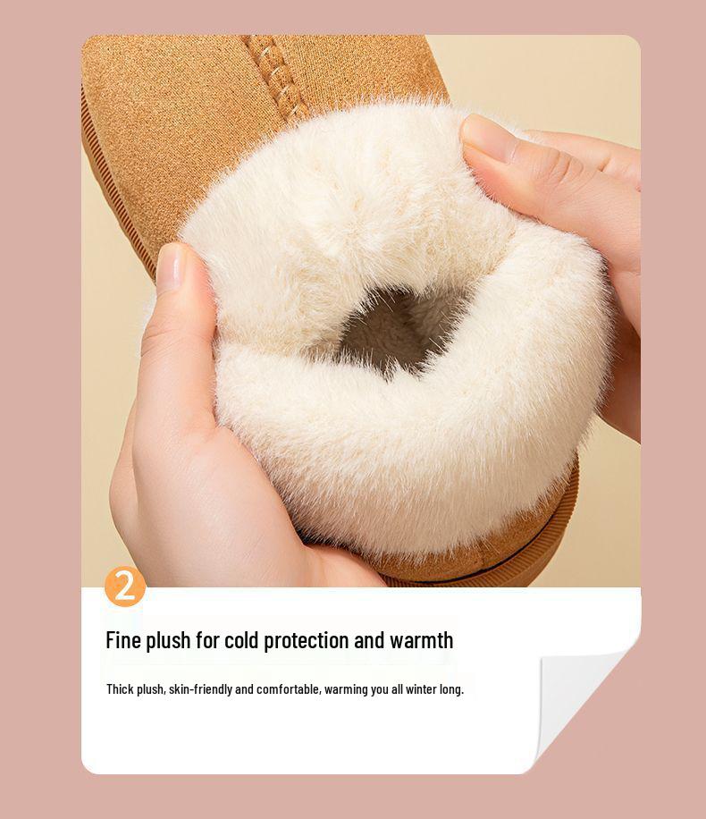 High-Top Plush-Lined Cotton Slippers with Heel Support, Suitable for Outdoors, Snow Boots for Kids & Adults, Cozy Home and Office Wear