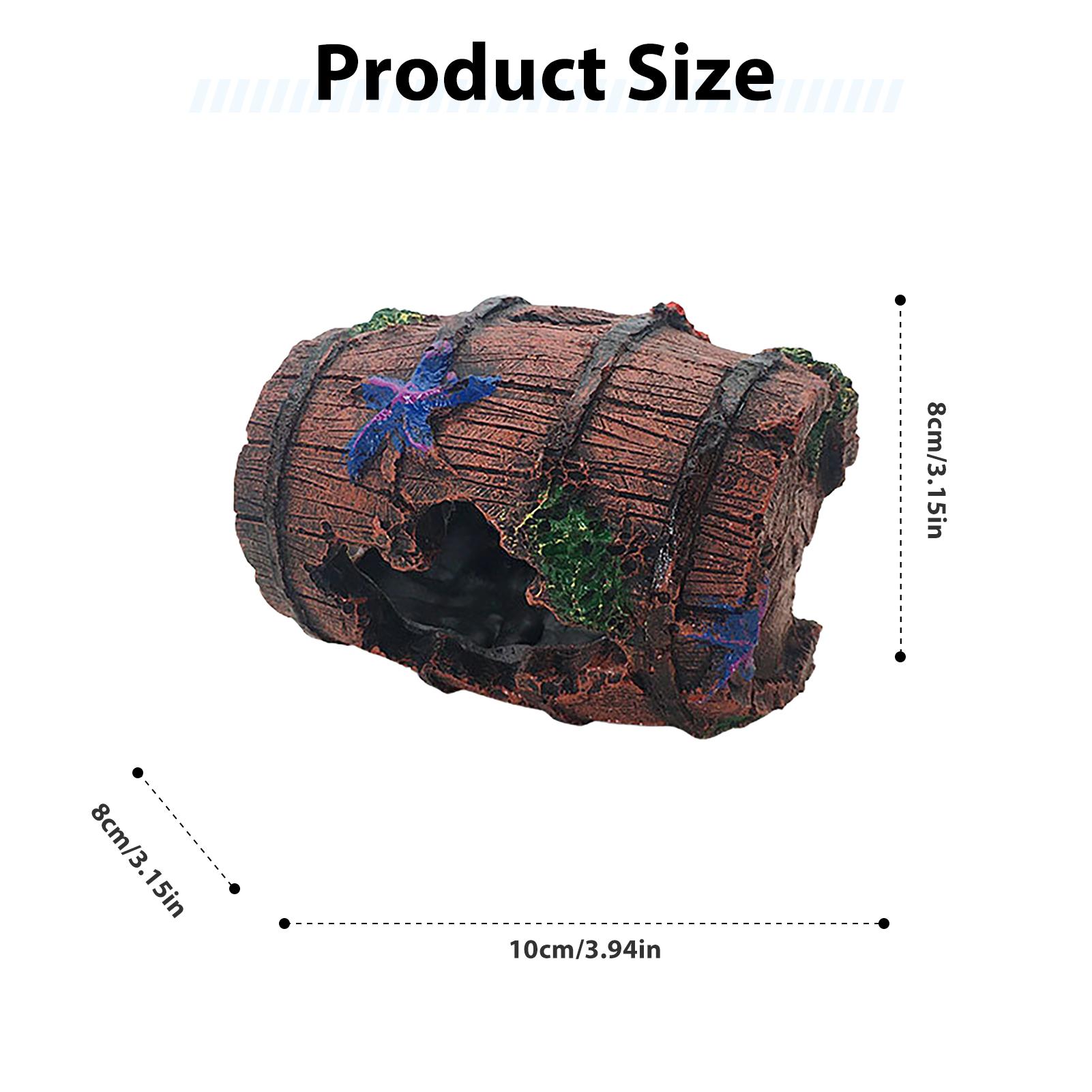 

Resin Fish Tank Ornament Cave Hideout Simulated Barrel Aquarium Ornament for Fish Tank Decoration Aquarium Landscape Decor