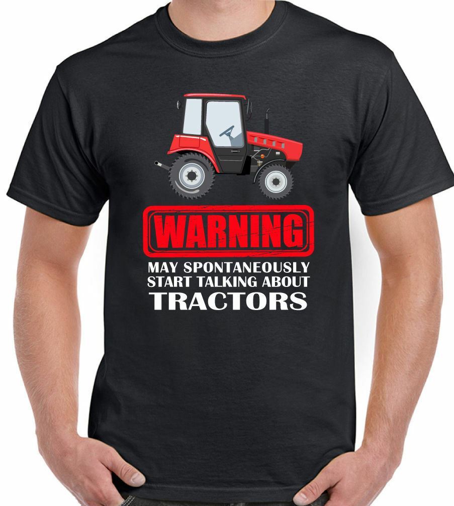 Tractor T-Shirt Farmer Mens Warning May Spontaneously Start Talking About Funny S