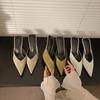 Fashion 2025 New Thin Pointed Thin Heel V-mouth High Heel Temperament Bao Head Half Slippers Women Wear