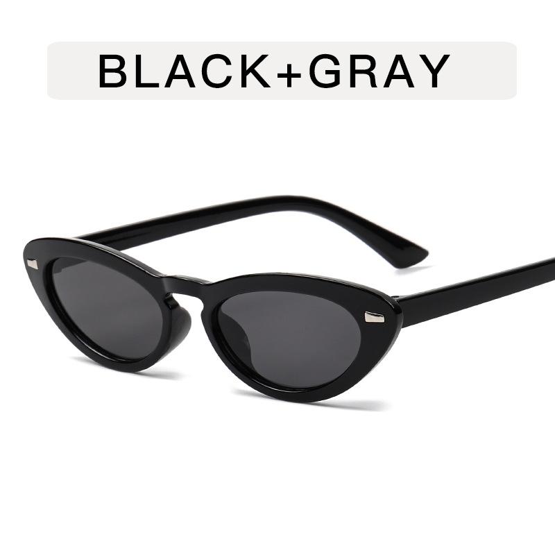 Fashion Style Women Sun Glasses Rivets Decoration Cat Eye Shape Sunglasses Women Driving Hiking Men Sunglass черный серый