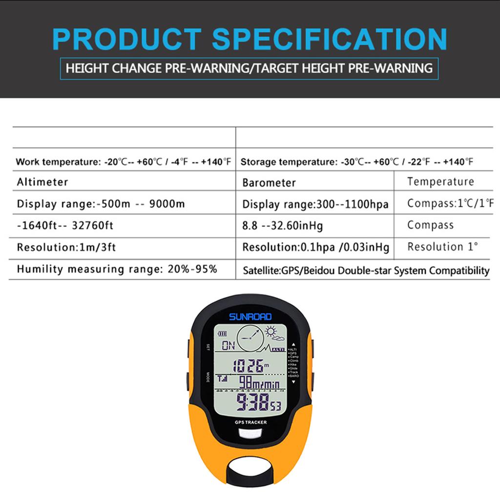 Altimètre Multifonction Altimètre Numérique LCD Multifonction Baromètre Thermomètre Hygromètre Prévisions Météorologiques Lampe Torche LED