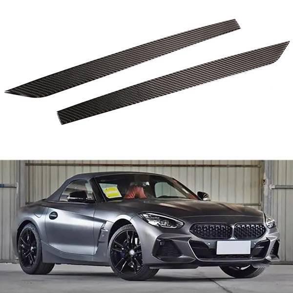Pair of Carbon Fiber Soft-Touch Decorative Strips for 2017-2020 BMW Z4 Center Console, Gearshift, and Side Trim.
