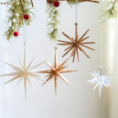 5 Stück Weihnachtssterne Sternanhänger Funkelnder Stern Weihnachtsbaum Weihnachten Leuchtend hell Weihnachten Party