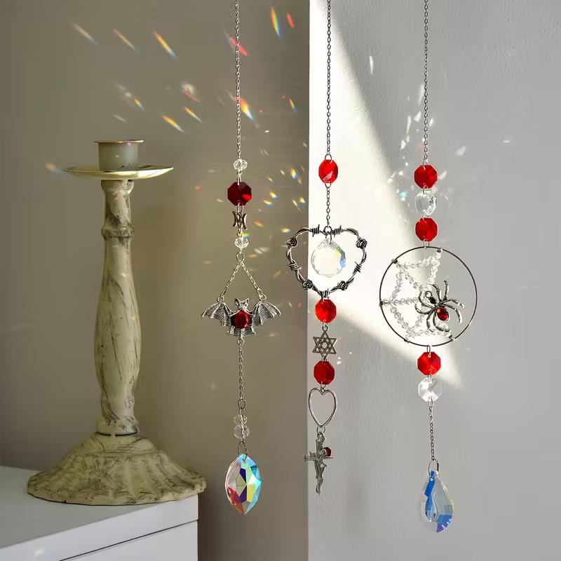 

Handmade Golden Decorative Hanging Window Fairy Lights Garden Rainbow Maker Crystal Design Dream Catcher Durably Crafted Ornamen