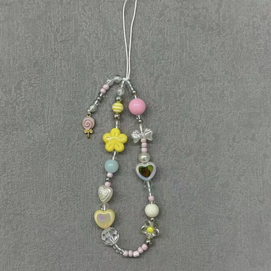 Color Mobile Phone Lanyard Wrist Strap Women's Hand-Held Chain Short Anti-Lost Cell Phone Case Cute Lanyard Key Pendant