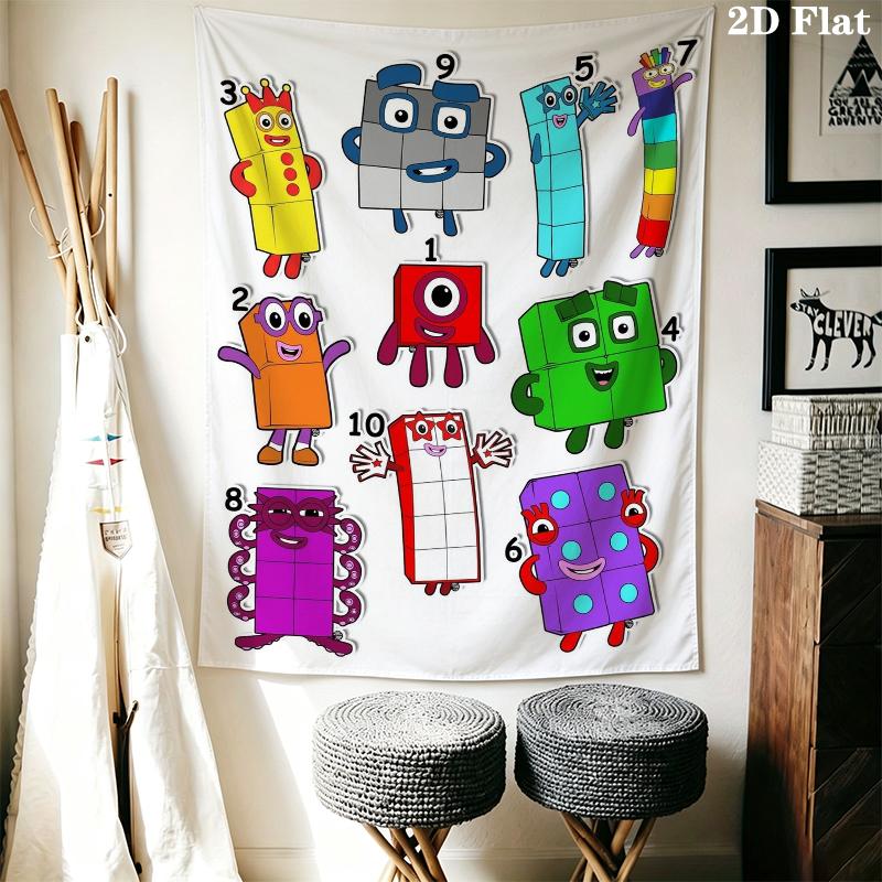 Numberblocks Nástěnná tapiserie Estetická nástěnná dekorace Tištěná látková přikrývka Dekorativní tapiserie do ložnice obývacího pokoje Domácí dekorace