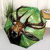 1pc Deer Forest Pattern Automatic Folding Umbrella - Compact 8-Rib Design, Durable Plastic & Iron, Lightweight for Outdoor Daily Use073