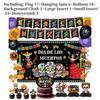 Mexican Day Of The Dead Party Decor Banner And Tableware Set With Paper Plates For Festive Celebrations
