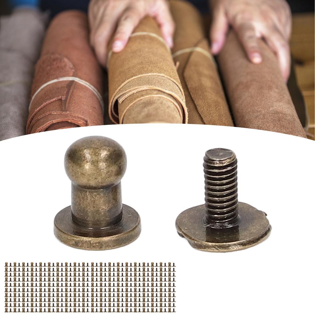 200 Sets Chicago Screws Round Head Rivets 7x5mm   Handcraft Pure Copper Round Head Rivets Leather Rivets for Handbag