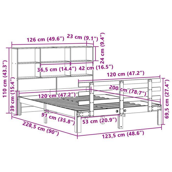 VidaXL Lit bibliothèque sans matelas 120x200 cm bois de pin massif 3322755