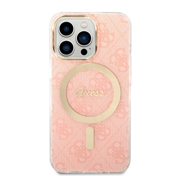 Zestaw Guess Gubpp13Xh4Eacsp Case+ Charger Iphone 13 Pro Max Różowy/Pink Hard Case 4G Print Magsafe