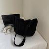 Borsa a spalla in velluto a coste da donna borsa a tracolla a tinta unita