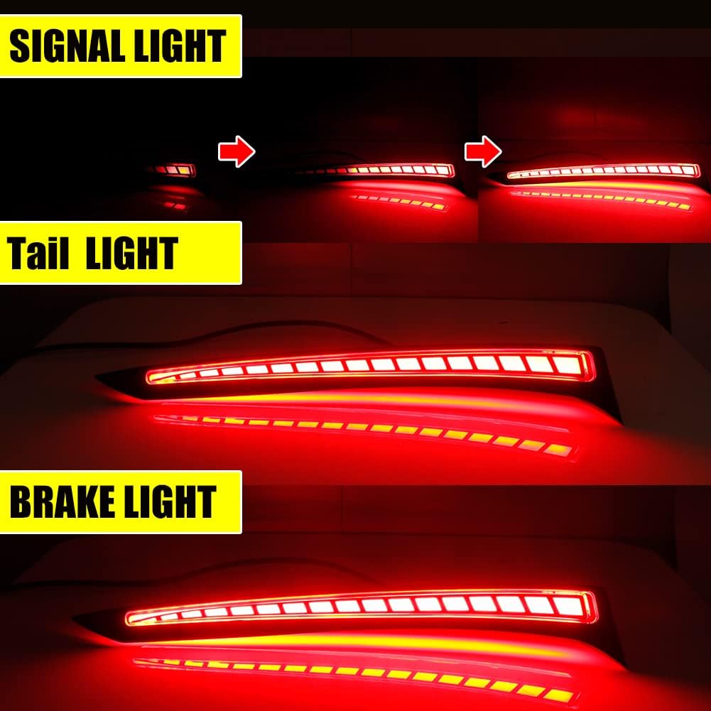 

Для 2021 2022 2023 Toyota Sienna Красный светодиодный отражатель заднего бампера Боковой габаритный огонь Стоп-сигналы Габаритные огни с последовательным указателем поворота Rear Bumper Reflector Lig