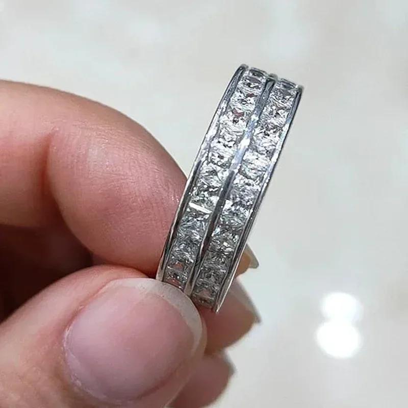 

2026 Princess Cubic Zirconia Promise Rings Copper Color Luxury Trendy Wedding Band Accessories Proposal Engagement Zircon 6