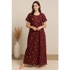 Maroon Beautiful Lightweight Maxi Nighty Women Daily Wear Cotton Night Gown Set