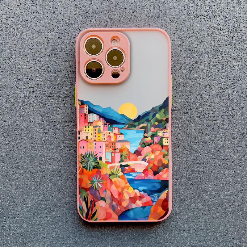 Urban Seaside Town Phone Case For iPhone 16 15 14 13 12 11 Pro Max Mini X XS XR SE 7 8 Plus Shockproof Matte Hard Cover Fundas