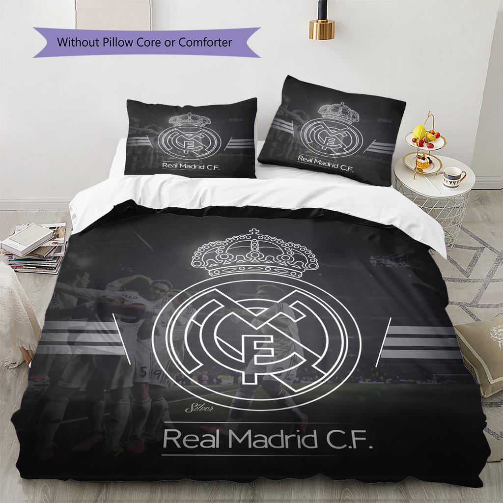 Real Madrid C.F.  Set cu model cuvertură de pat Decorațiune interioară Cadou (1 * față de plapumă + 2 * fețe de pernă fără umplutură)