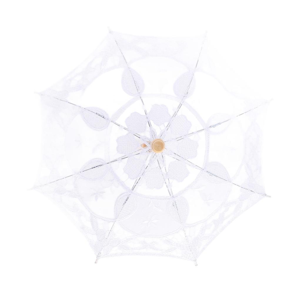 Mini Lace Umbrella Wedding Bridal Parasol Umbrella for Girl Party Decor Dancing Photography PropWhite