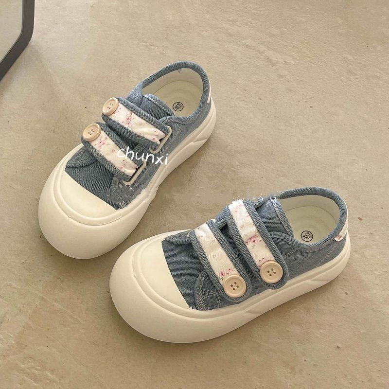 

Summer breathable popular board shoes women s 2025 new thick-soled white shoes thin canvas high-value bread shoes 35