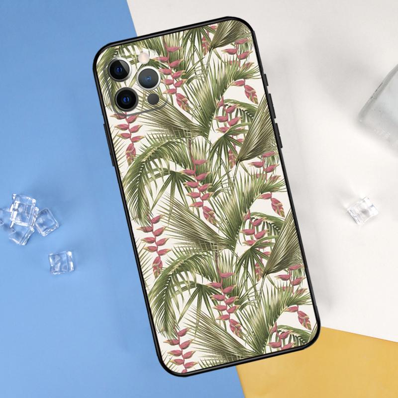 Summer Plant Palm Green Leaf Aloha Phone Case For iPhone 16 Pro 15 Pro 11 13 14 Pro Max 12 Mini XR 16 15 Plus 16e Cover Shell