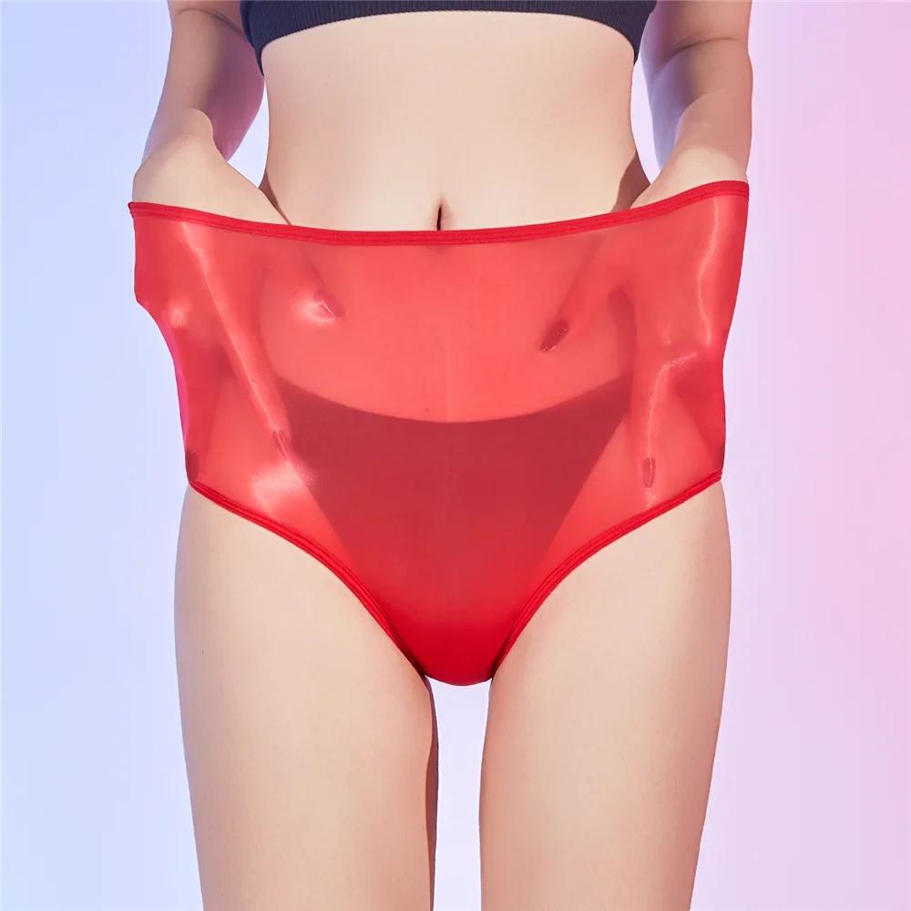 Sexy Unisex Oil Shiny Sheer See Through Boxer High Elastic Safety Short Smooth Bottom Wear Glossy Ultrathin Underwear Slim Body