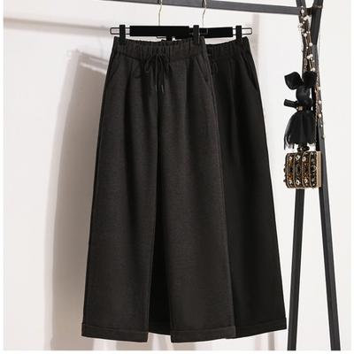 DIMANAF 2023 New Autumn Winter Plus Size Women Pants Soft Loose Casual Thick Cotton Wool Long Pants Solid Black