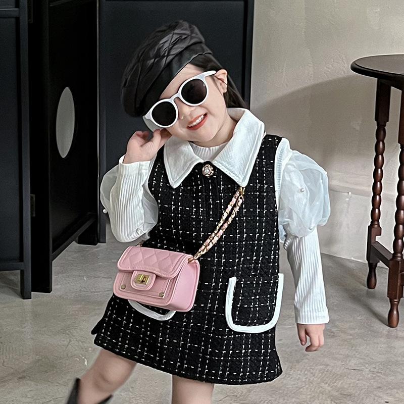 Borsa quadrata piccola alla moda per bambini, Borsa a tracolla piccola con catena Xiangfeng, Accessorio per bambini stile principessa, Portamonete