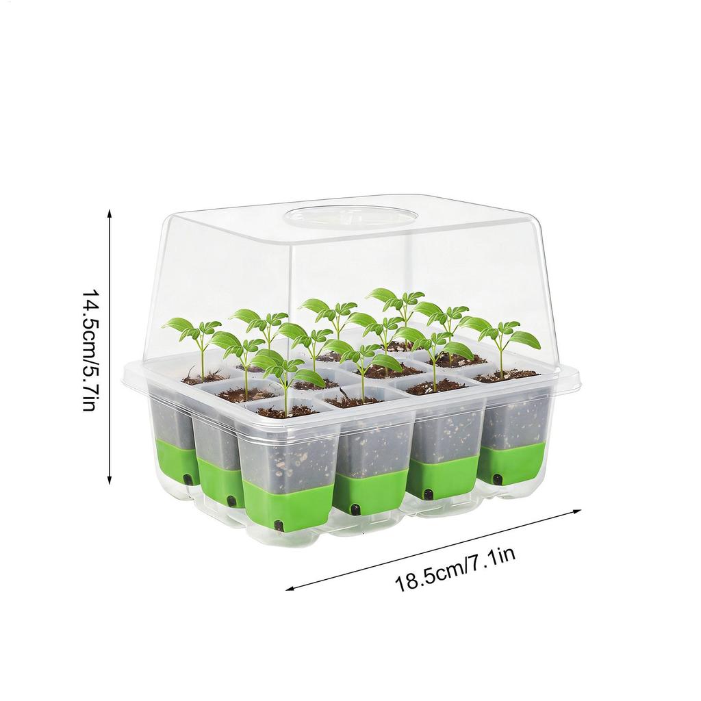 pots 12-cell Seedling Starter Tray Indoor Garden Greenhouse Growth Potting with Cover Adjustable Humidity Germination Box