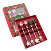 Christmas Spoon Cutlery Set Stainless Steel Xmas Dinner Forks Dessert Fruit Ice Cream Tea Cake Forks Doll Tableware Gift Box Christmas Party Supply