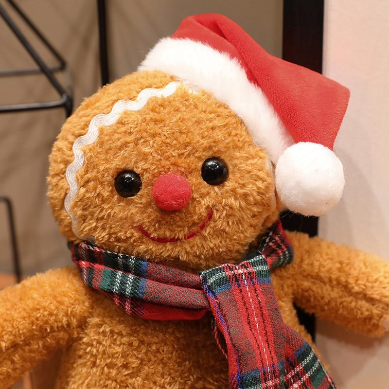Lovely Gingerbread Man Plush Toys Kawaii Christmas Gingerbread Plushie Dolls Stuffed Soft Toy For Birthday Party Decor