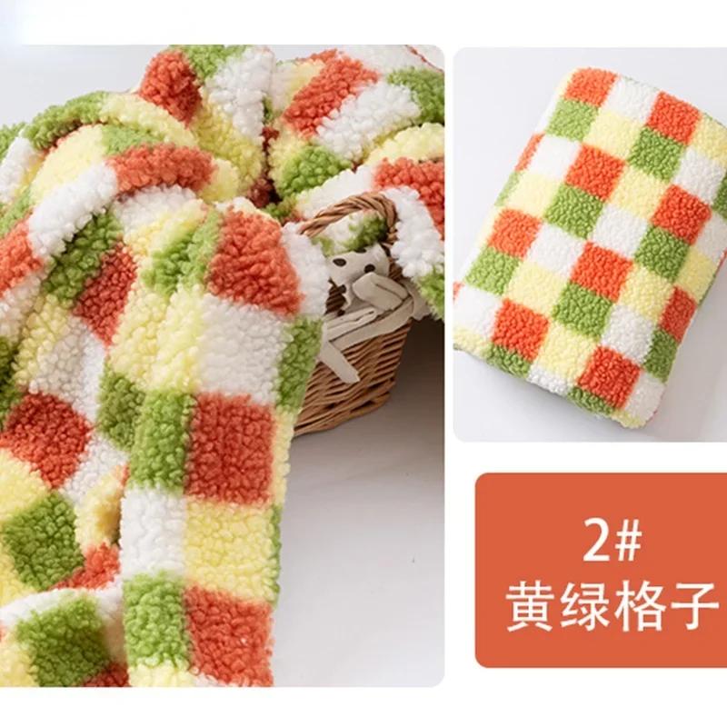 Großer Karodruck Lammplüschstoff Imitation Kaschmirstoff für Decken Puppen Winterwarme Mäntel Handgemacht DIY Nähstoff